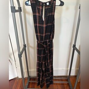 Black, Orange, and Pink Plaid Jumpsuit